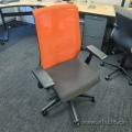 Orange Haworth Very Task Chair w/ Mesh Back & Grey Fabric Seat